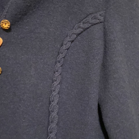 VINTAGE Tyrol jacket. 100% boiled wool. Navy blue with wood-look buttons. - Picture 12 of 12